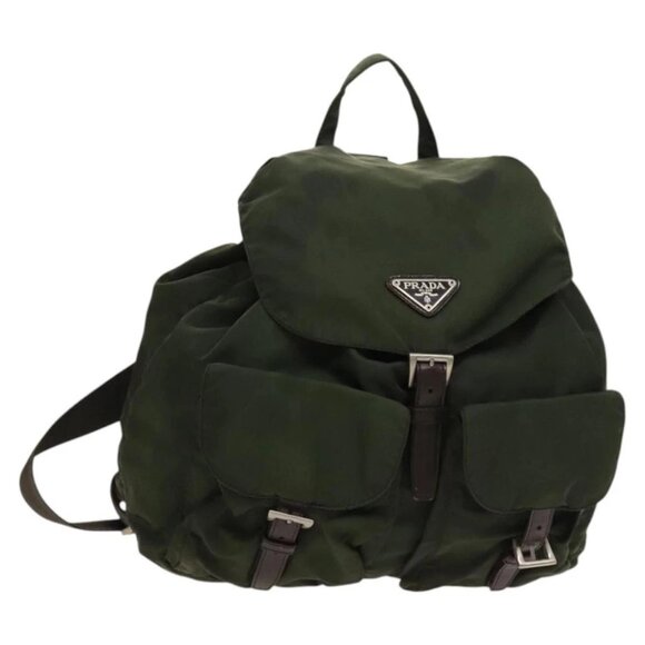 PRADA Backpack Nylon Khaki Silver - Picture 1 of 15